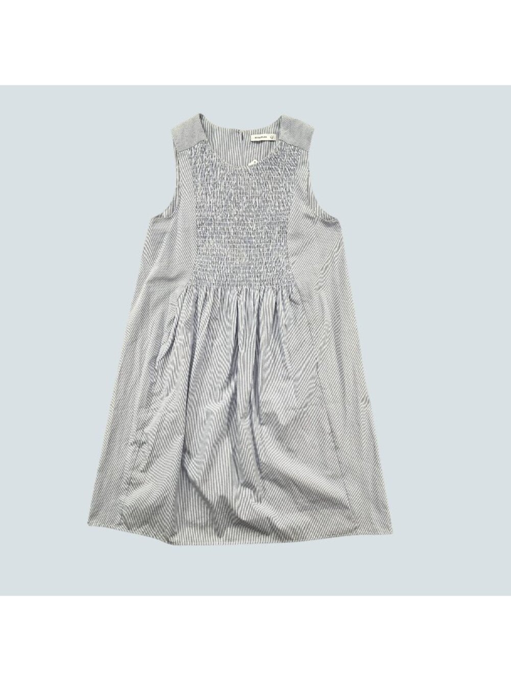 Reserved Women’s Blue White Pinstripe Smocked Sleeveless Shift Dress Sz EUR 34